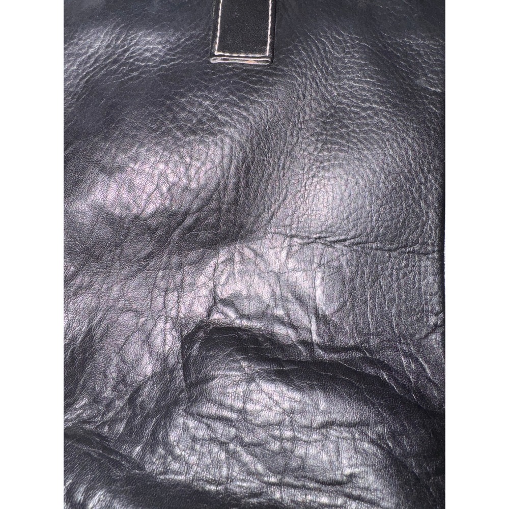 Perlina New York Y2K Black Leather Triple Compartment Shoulder Bag Tote - Picture 4 of 8